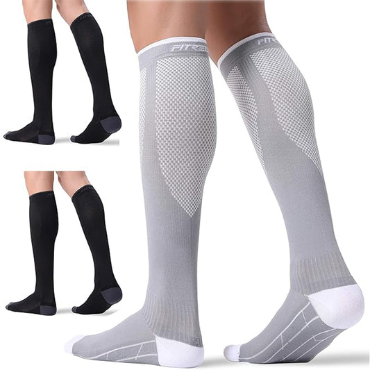 3 Pairs Athletic Compression Socks for Women and Men – Comfortable Stretch Socks for Everyday Wear